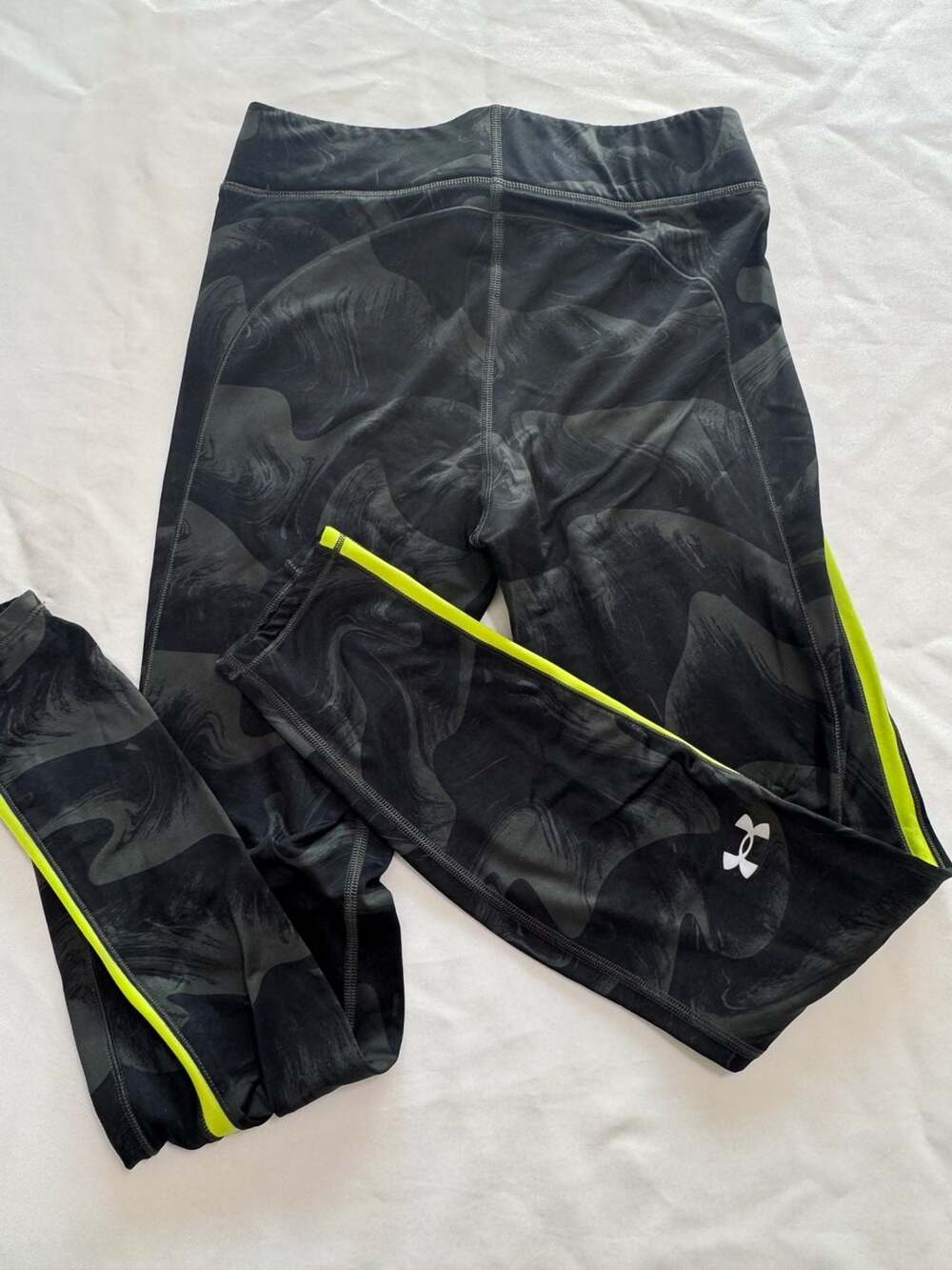 Under Armour Marble Print Leggings Neon Stripe Gym Girl Athleisure